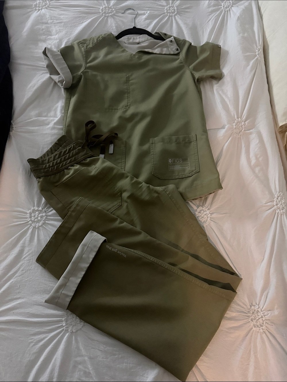 Figs Olive Green Women's Track Pants & Top Set